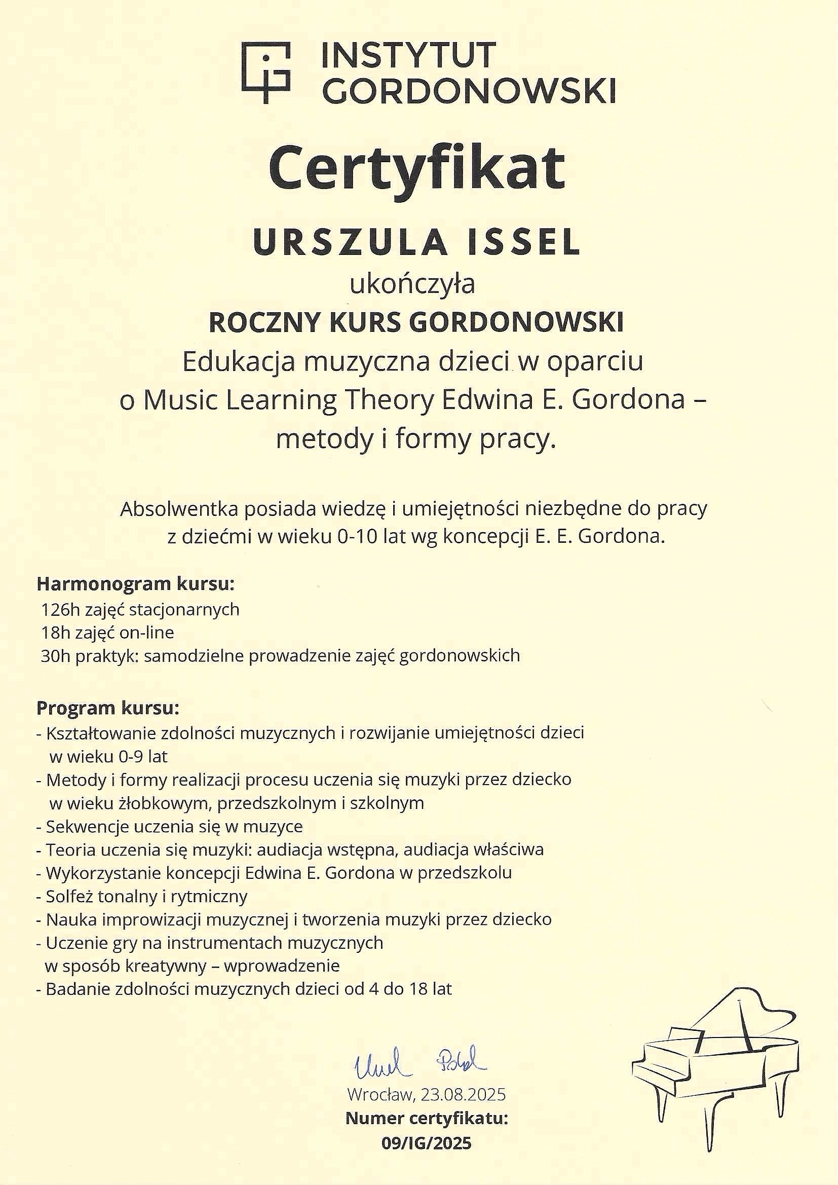 Certyfikat instruktora gordonowskiego